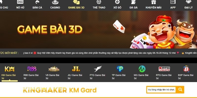 Hệ thống sảnh game bài King88 đa dạng