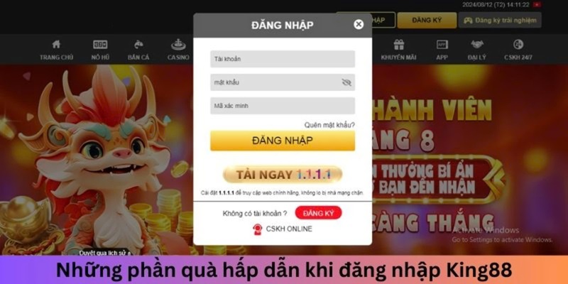 Nhận về nhiều phần quà hấp dẫn khi đăng nhập King88